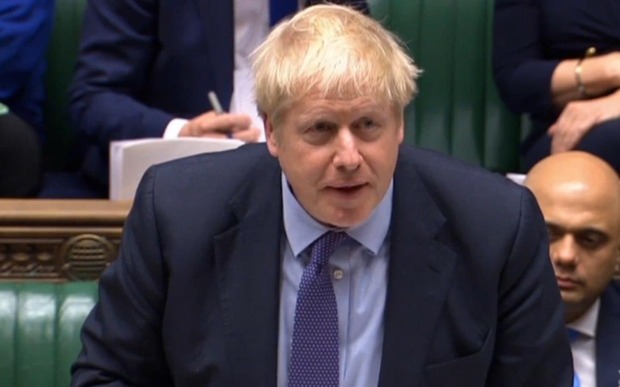 Prime Minister Boris Johnson speaking at the opening of the debate into the Withdrawal Agreement Bill in the House of Commons - AFP