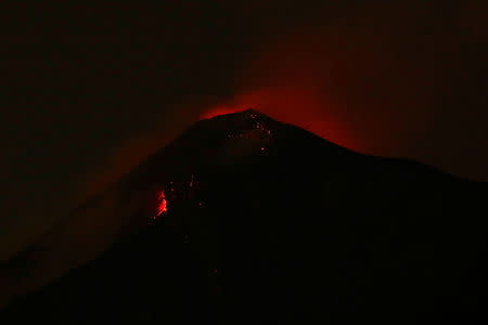 Fuego volcano is pictured after it erupted violently, in San Juan Alotenango, Guatemala. REUTERS/Luis Echeverria