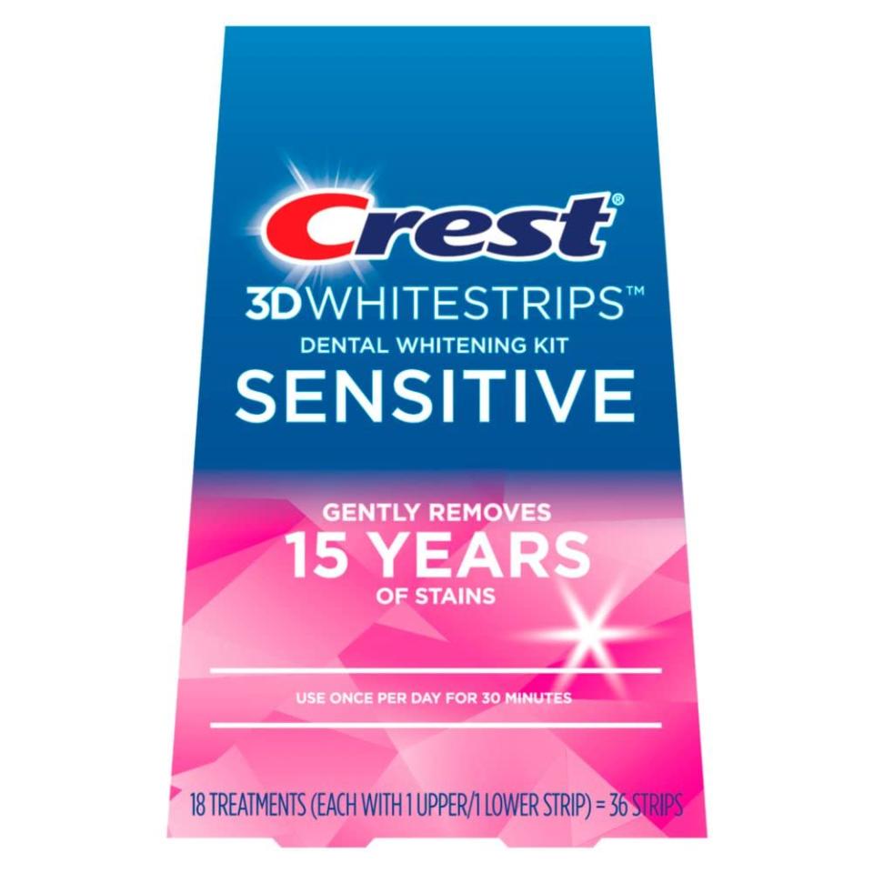 Crest 3D sensitive whitening strips.