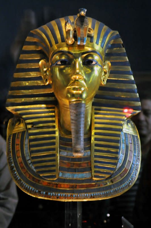 Tutankhamen's gold funerary mask is displayed inside the Egyptian Museum in Cairo on February 16, 2011. On November 4, 1922, British archaeologist Howard Carter discovered the steps leading to the tomb of Tutankhamen, ancient Egypt's child-king. UPI File Photo