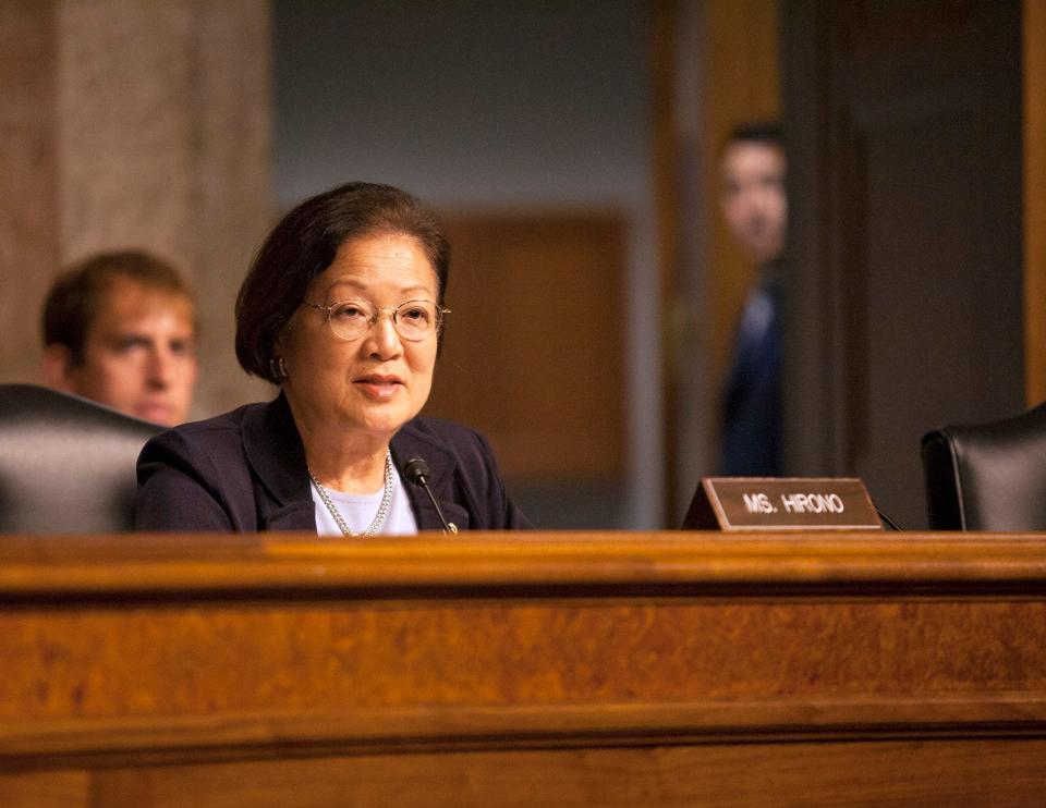 07/16/2014 9:38:46 AM -- Washington, DC, U.S.A  -- Sen. Mazie Hirono, D-Hawaii, makes a statement to Sloan Gibson, acting secretary of Veterans Affairs, during a Senate Committee on Veterans' Affairs on July 16, 2014. Gibson appeared before the committee to discuss the current state of Veterans Administration healthcare. --    Photo by Jeff Franko, USA TODAY ORG XMIT:  JF 131393 VA Health Care 7/16/2 [Via MerlinFTP Drop]