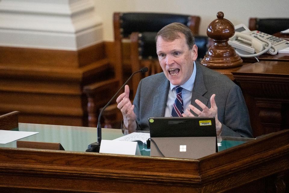 Former First Assistant Attorney General Jeff Mateer testifies during Ken Paxton's Senate impeachment trial Wednesday.