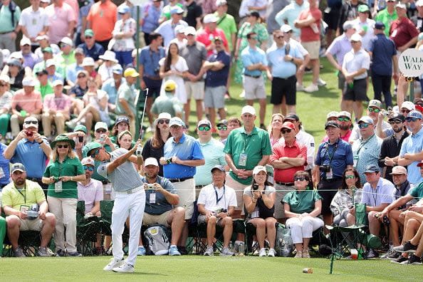 AUGUSTA, GEORGIA - APRIL 10: Rickie Fowler of the United States plays his shot from the second tee during the Par Three Contest prior to the 2024 Masters Tournament at Augusta National Golf Club on April 10, 2024 in Augusta, Georgia. (Photo by Jamie Squire/Getty Images) (Photo by Jamie Squire/Getty Images)