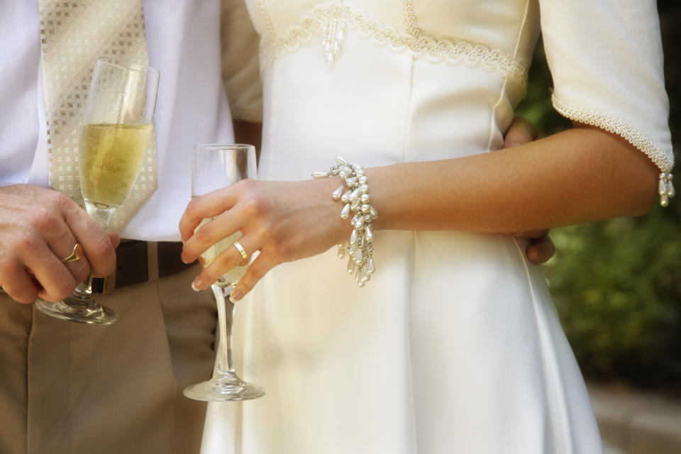 Wedding guests holding drinks