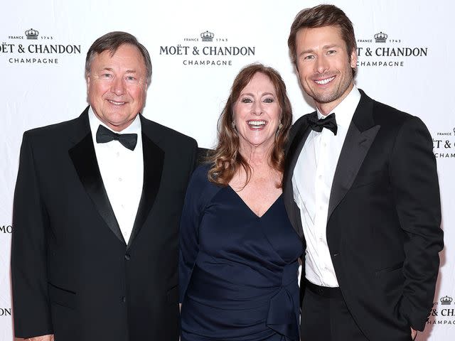 <p>Paul Morigi/Getty</p> Glen Powell and his parents Cyndy Powell and Glen Powell Sr. attend the 2023 American Valor: A Salute to Our Heroes event on November 04, 2023 in Washington, DC.