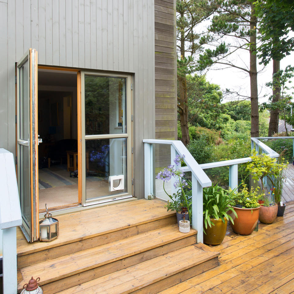 <p> Not every home is built level with the outdoor space, so consider integrating the steps with your scheme. Simply build you outdoor steps in the same timber or composite as the decking you're using on the terrace area. </p> <p> Steps are notoriously slippy in inclement weather, so make sure to choose an anti-slip material and clean the area regularly to keep natural woods free from algae or moss. </p>