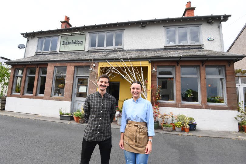 From left, Emyr Barton, Operations Manager, and Erin Doran, from the Dandelion Tavern, Cronton