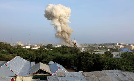 Smoke billows from the scene of an explosion in Mogadishu, Somalia November 9, 2018. REUTERS/Feisal Omar