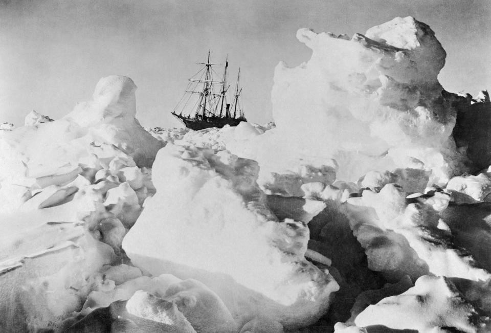 Ernest Shackleton's ship The Endurance trapped in ice