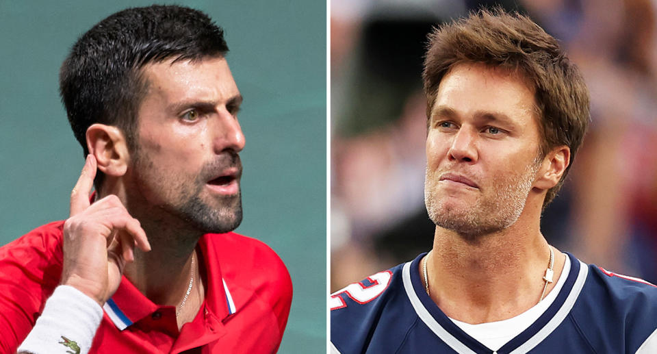 Novak Djokovic pictured left and Tom Brady pictured right