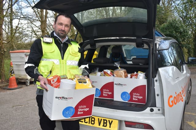 Traffic warden delivers essentials