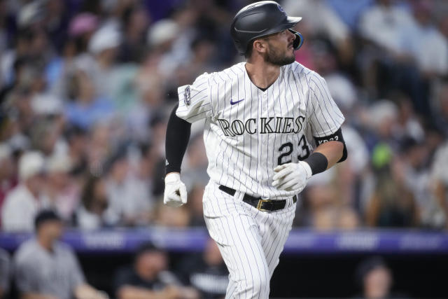 Colorado Rockies right fielder Kris Bryant (23) in the fifth