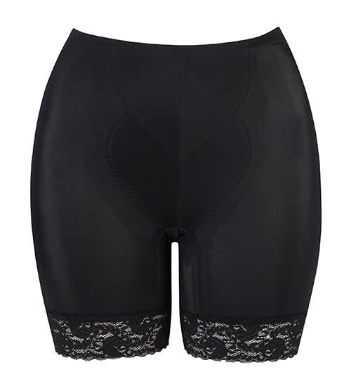 Bonmarche Black magic control shorts with lace trim <b><a href="http://www.bonmarche.co.uk/shapewear/long-leg-control-brief/invt/15484807/&bklist=icat,5,shop,shopbyproduct,lingerie,shapewear&bklist=icat,5,shop,shopbyproduct,lingerie,shapewear" rel="nofollow noopener" target="_blank" data-ylk="slk:Bonmarche;elm:context_link;itc:0;sec:content-canvas" class="link ">Bonmarche</a>, £8.00</b>