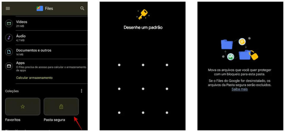 Utilize o Google Files para criar pastas com senha nos celulares Android (Captura de tela: Rodrigo Folter)