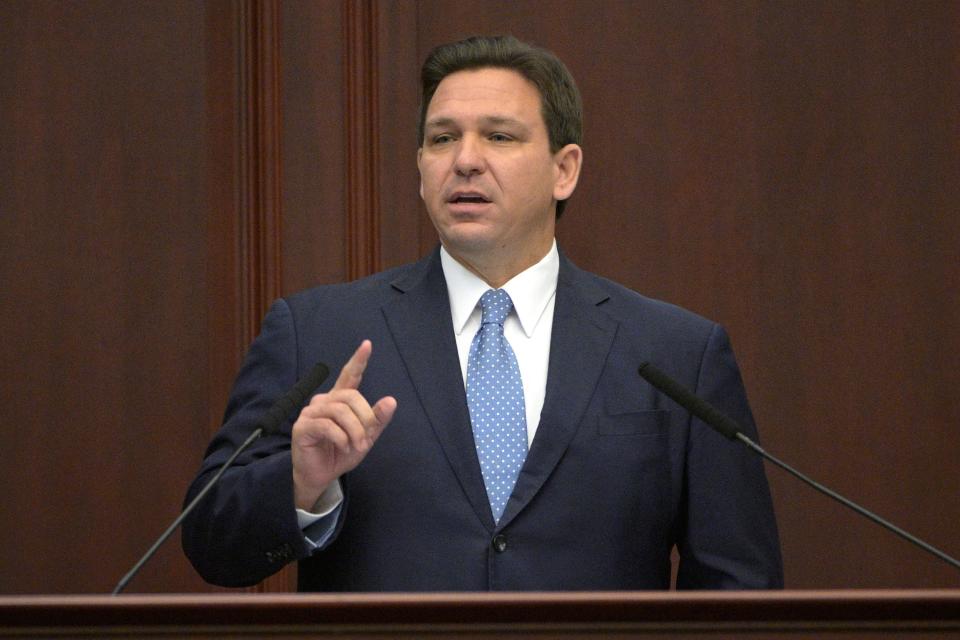 Gov. Ron DeSantis addresses the Legislature on Jan. 11 in Tallahassee.