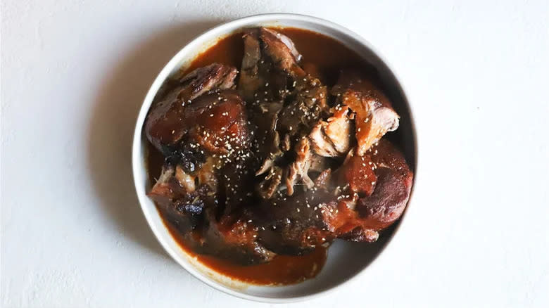 Braised pork butt in bowl