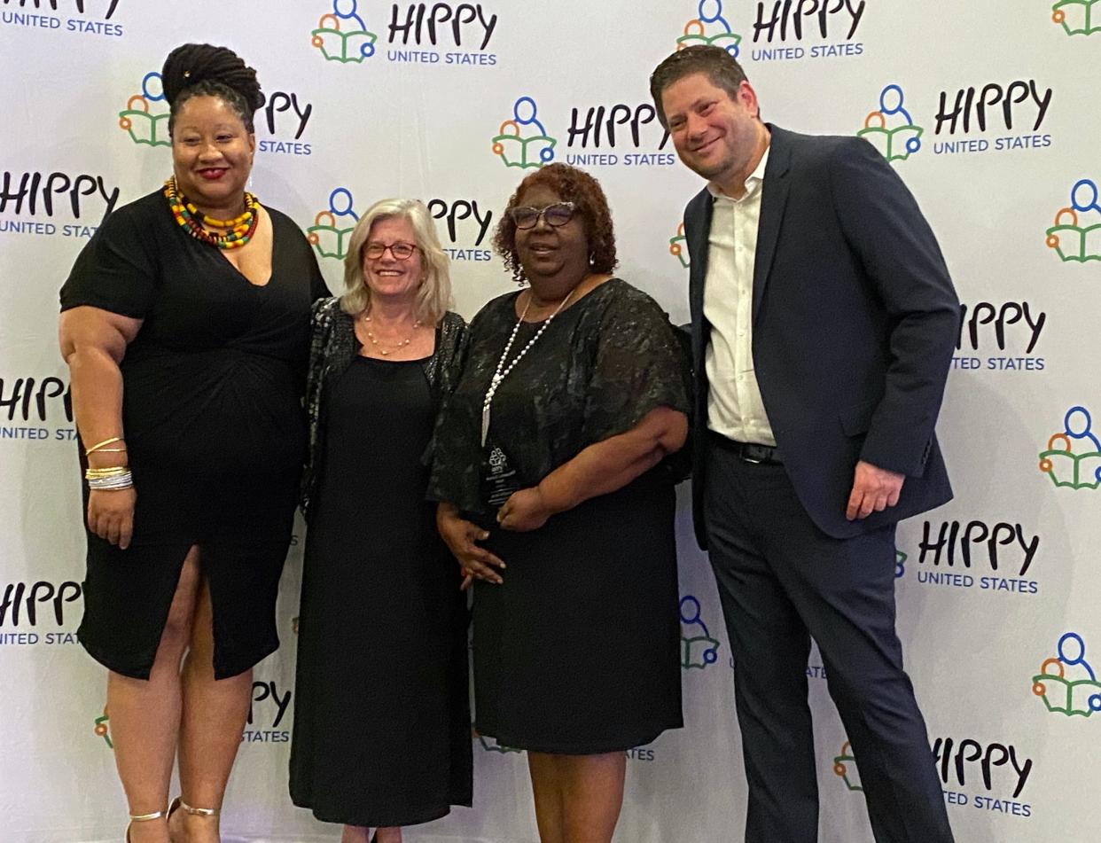 Jone Williams, second from right, recently received the Avima D. Lombard Award at the 2023 HIPPY National Leadership Conference in Mobile, Ala. With Williams, from left, were Nikki Martin-Bynum, national HIPPY program director; Miriam Westheimer, HIPPY International chief program officer; and HIPPY International CEO Benny Feifel.