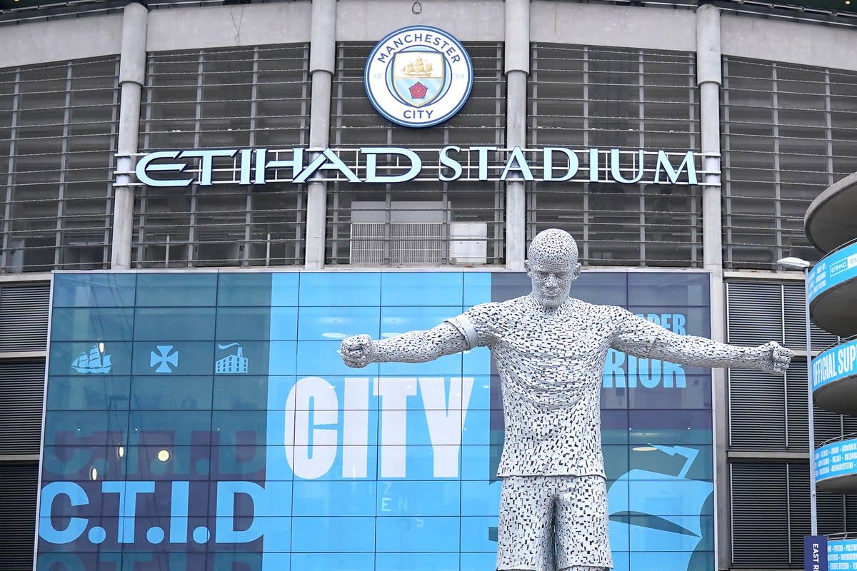 Manchester City fans drowned out the Premier League anthem with boos prior to kick-off against Aston Villa (Martin Rickett/PA) (PA Wire)