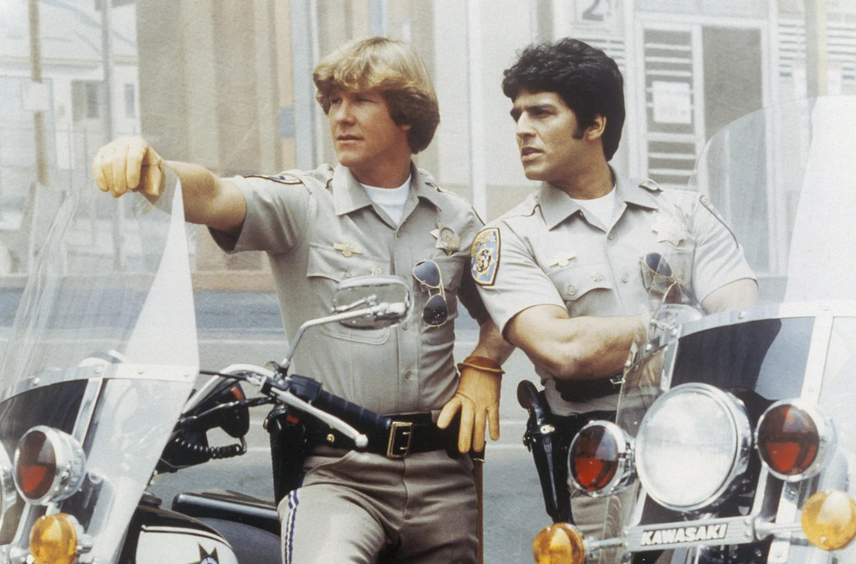 Larry Wilcox as Officer Jon Baker, Erik Estrada as Officer Francis Llewellyn 'Ponch' Poncherello