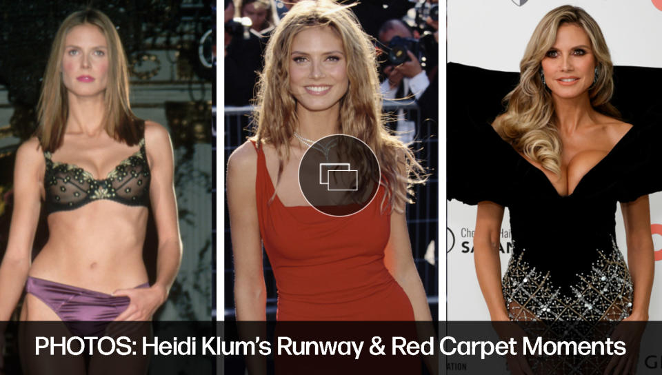 heidi klum modeling on the runway, red carpet fashion style looks photos