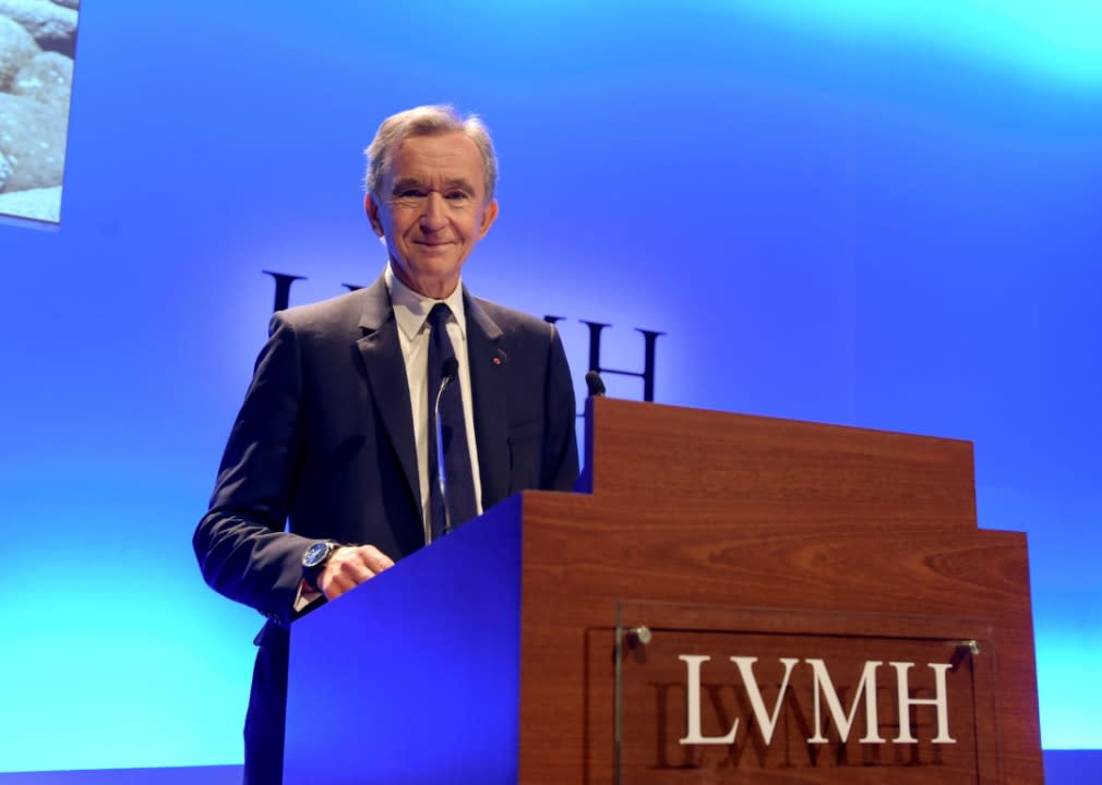 2. Bernard Arnault & family | Net worth: $158.4 billion - Source of wealth: LVMH - Age: 72 - Country/territory: France | France’s Bernard Arnault is chief executive and chairman of the luxury goods giant LVMH Moët Hennessy Louis Vuitton. He began his professional life as a civil engineer but moved into the world of luxury goods in 1984 when he reorganized the Financière Agache holding company, organizing their portfolio around the design house Christian Dior. He became LVMH’s majority shareholder in 1989. (Eric Piermont/Getty Images)