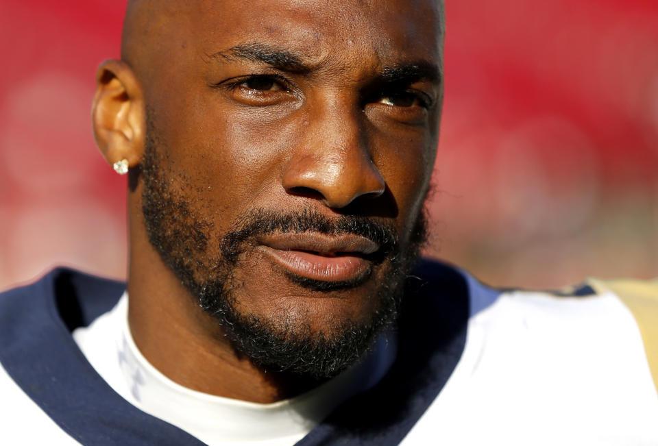 LOS ANGELES, CALIFORNIA - SEPTEMBER 29: Cornerback Aqib Talib #21 of the Los Angeles Rams exits the field following the Rams 55-40 loss to the Tampa Bay Buccaneers at Los Angeles Memorial Coliseum on September 29, 2019 in Los Angeles, California.  (Photo by Katharine Lotze/Getty Images)