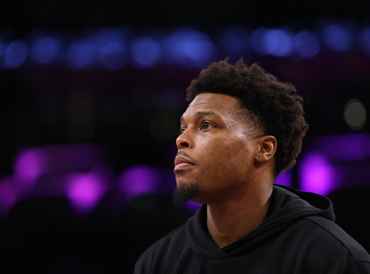 LOS ANGELES, CALIFORNIA - JANUARY 03: Kyle Lowry #7 of the Miami Heat during warm up before the game against the Los Angeles Lakers at Crypto.com Arena on January 03, 2024 in Los Angeles, California. (Photo by Harry How/Getty Images)