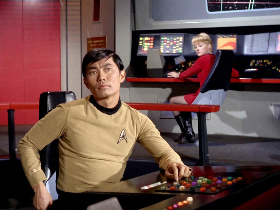 Screen grab of George Takei as Hikaru Sulu in Season 2 of&nbsp;"Star Trek."&nbsp;Original air date was March 29, 1968.