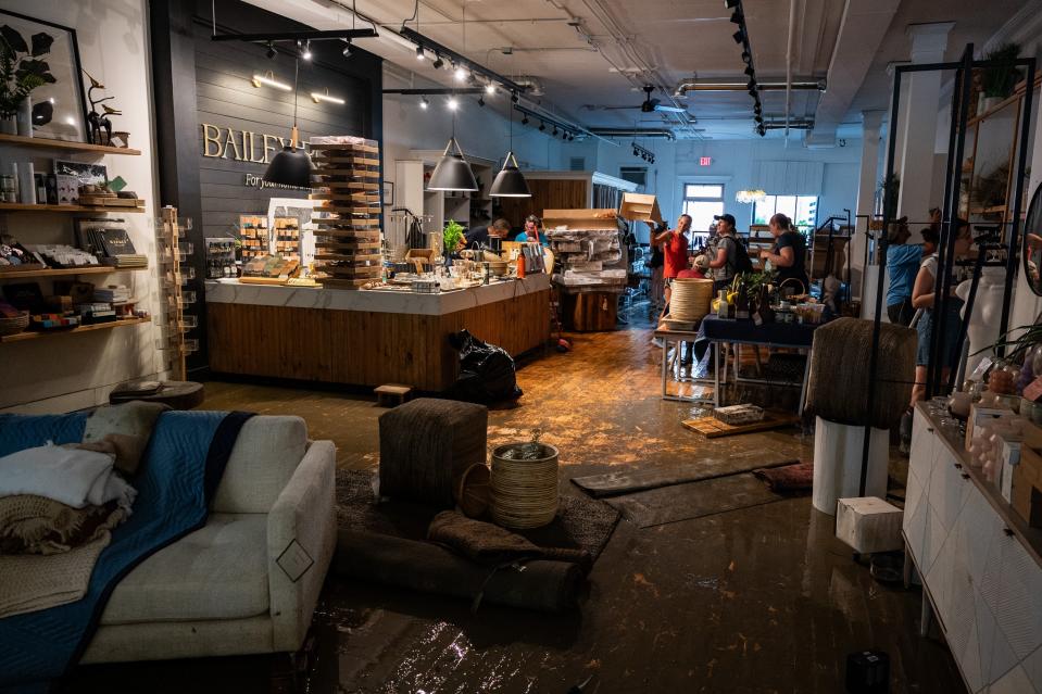Bailey Road, a clothing and home goods store on Main Street, was left severely damaged from flood waters (Getty Images)