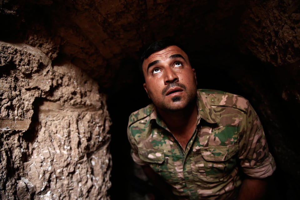 A peshmerga fighter in Mosul, Iraw