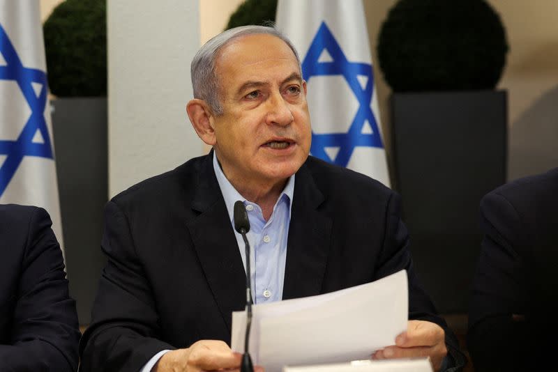 FILE PHOTO: Israeli Prime Minister Benjamin Netanyahu convenes the weekly cabinet meeting, in Tel Aviv