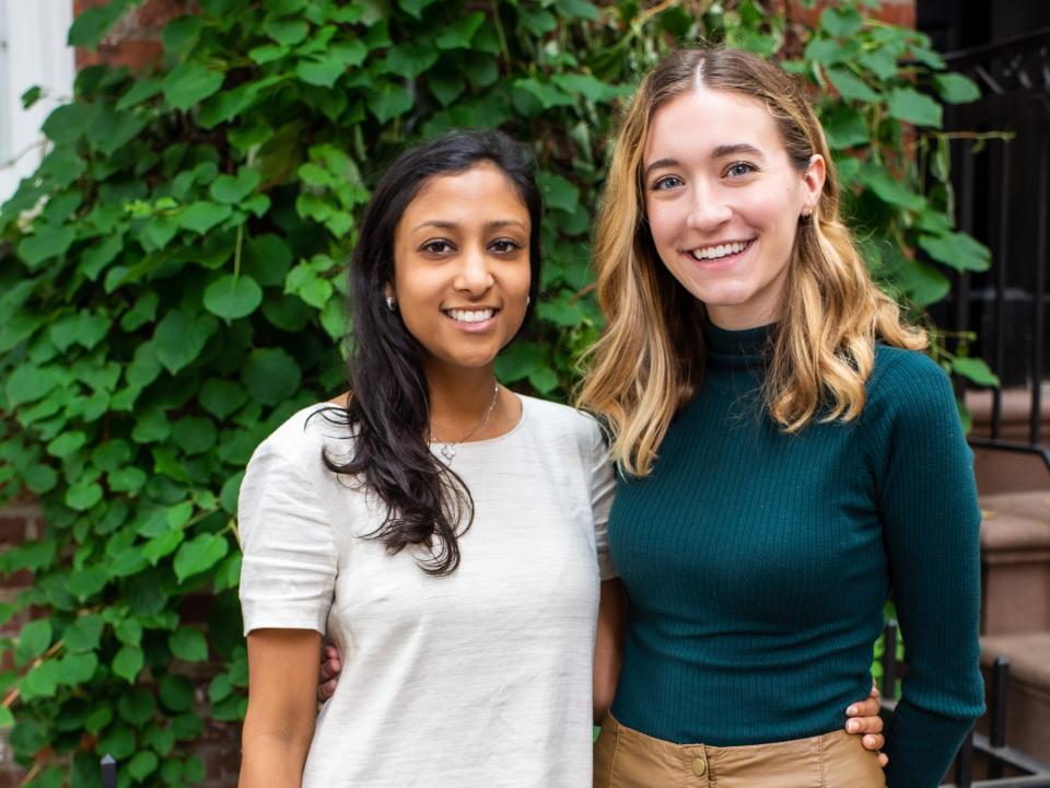 Evvy cofounders Priyanka Jain and Laine Bruzek stand together.