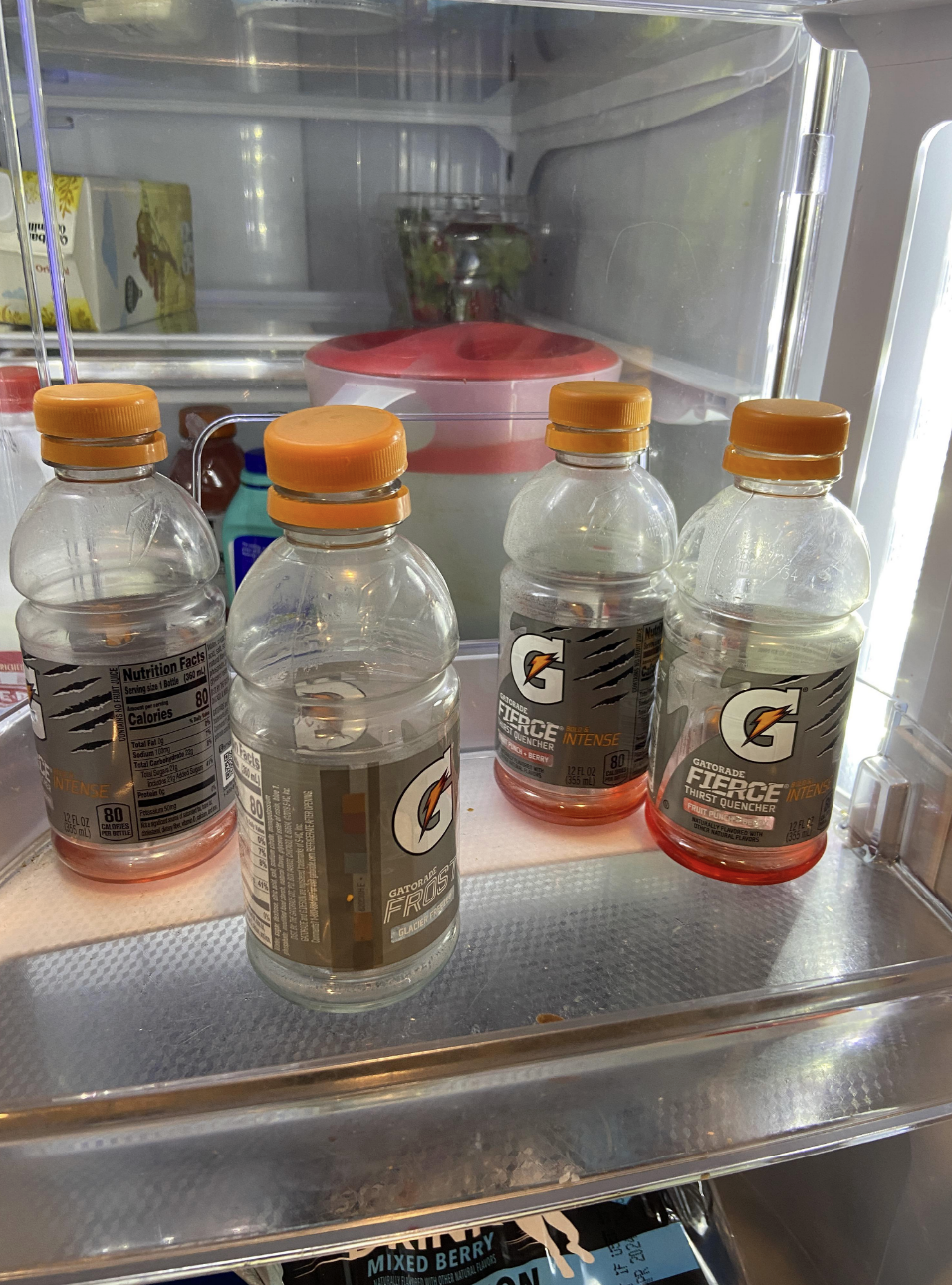 Gatorade bottles with hardly anything left