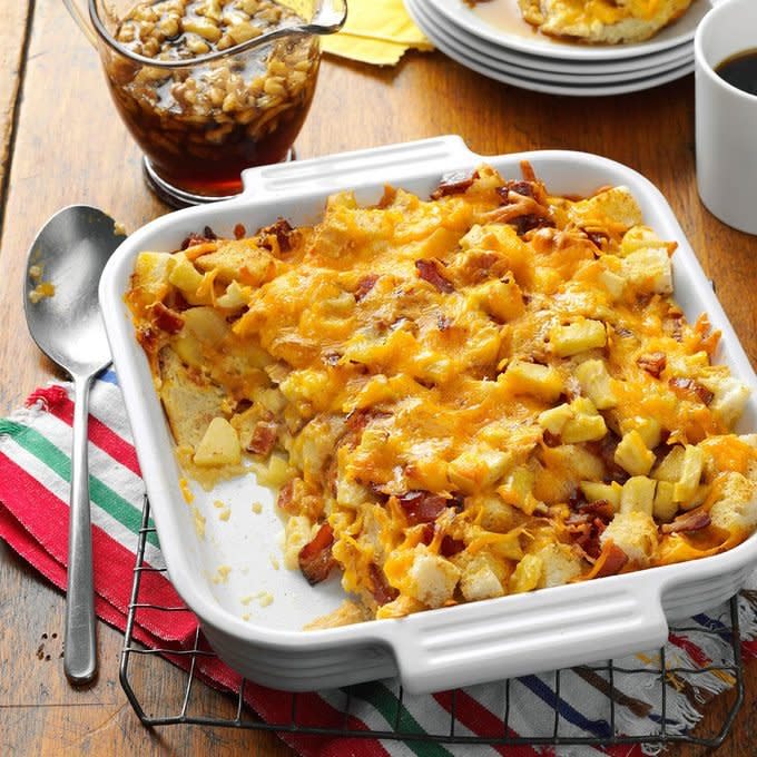 Apple, Cheddar & Bacon Bread Pudding