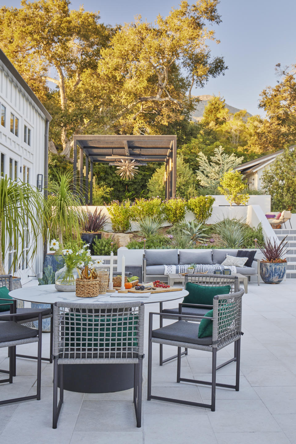 A small outdoor dining table