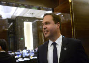 Australia's Minister for Trade, Tourism and Investment Steven Ciobo (L) leaves after attending the TPP11 meeting, a gathering of Tran-Pacific Pact member countries, held on the sideline of the Asia-Pacific Economic Cooperation (APEC) meeting being held in Hanoi on May 21, 2017. REUTERS/Hoang Dinh Nam/Pool