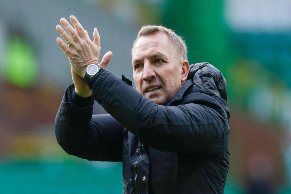Celtic manager Brendan Rodgers has warned his players they can't afford to let up in the title race. <i>(Image: SNS)</i>