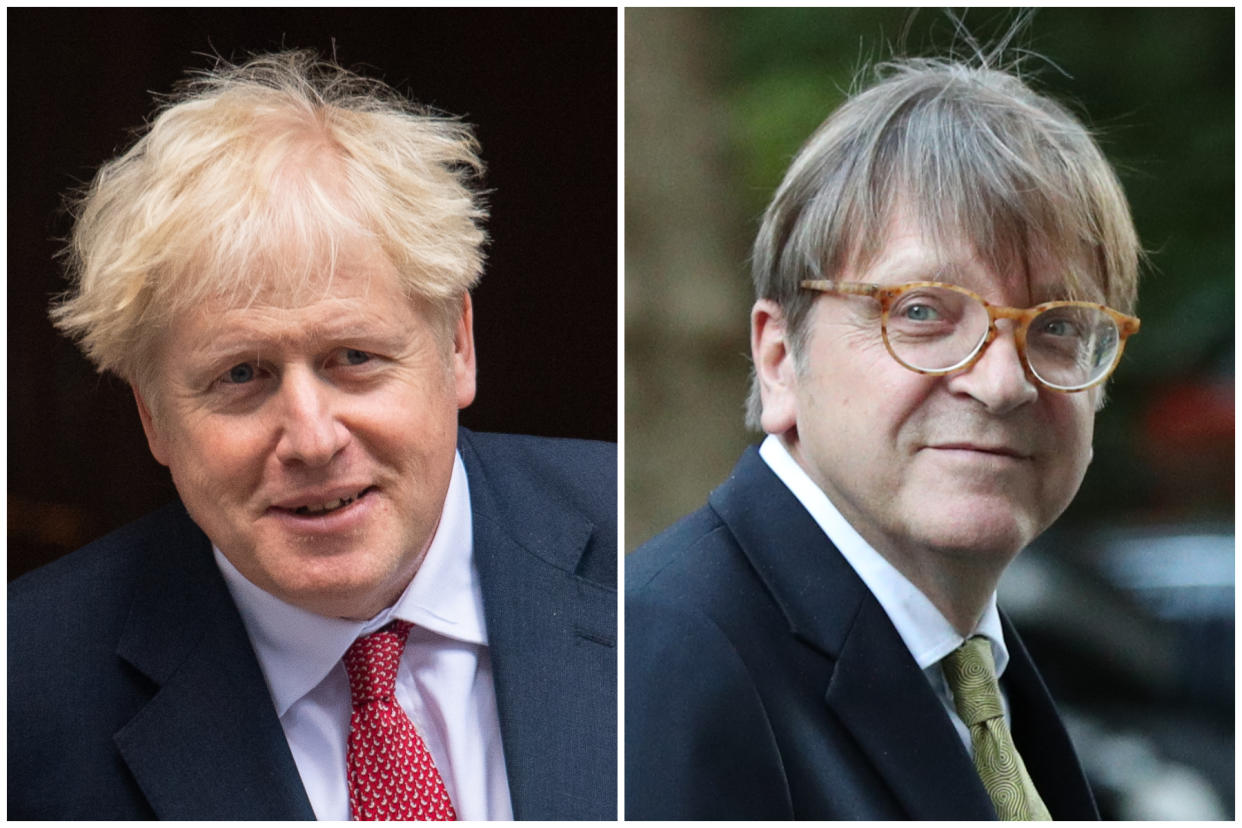 Boris Johnson's Brexit deal was mocked by MEP Guy Verhofstadt, right. (PA)