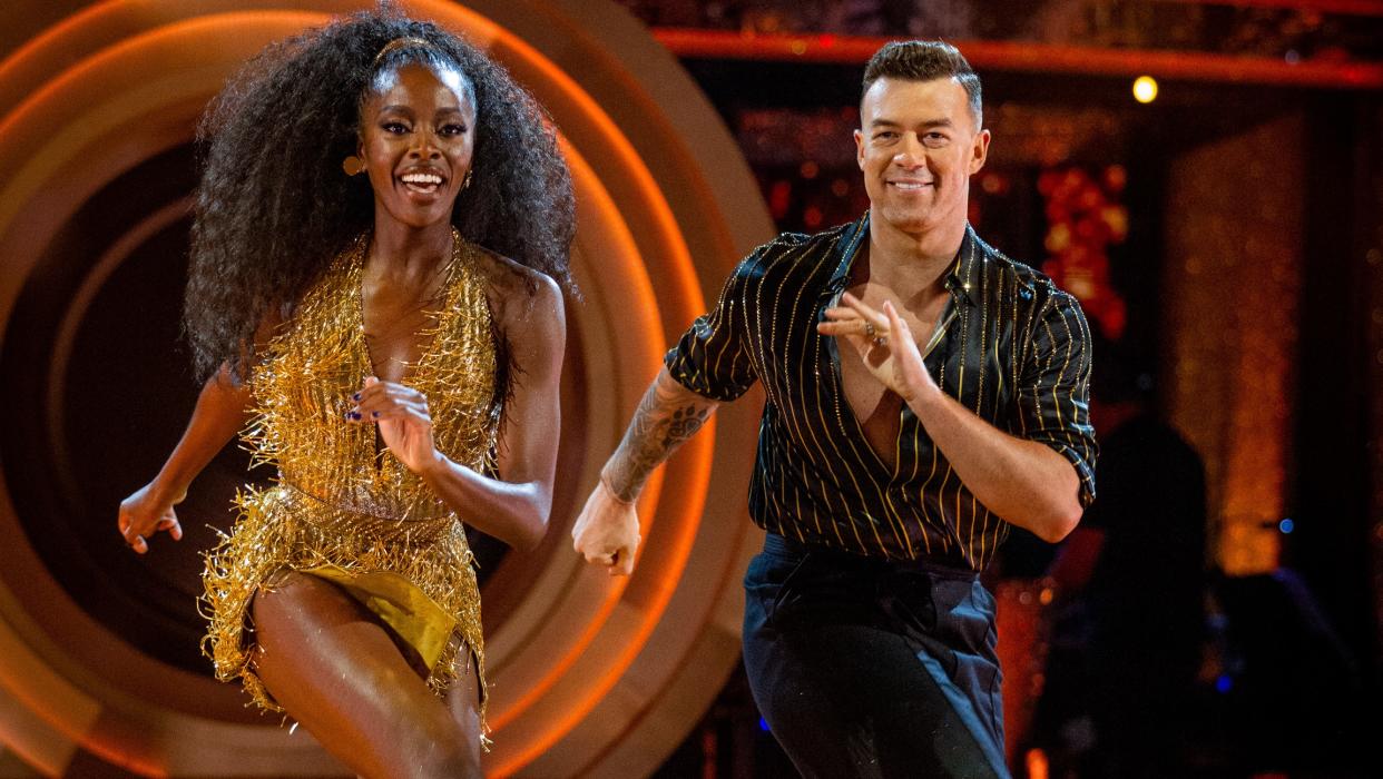  AJ Odudu and Kai Widdrington topped the leader board with their Jive. (BBC)