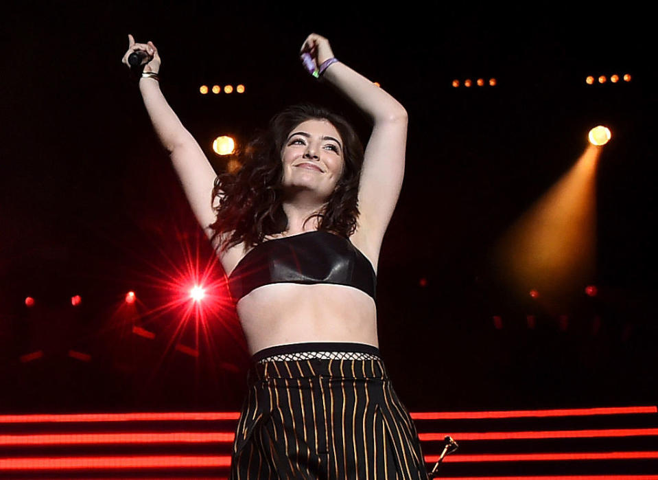 Lorde performs onstage during the Disclosure show on day 2 of the 2016 Coachella Valley Music & Arts Festival Weekend 1