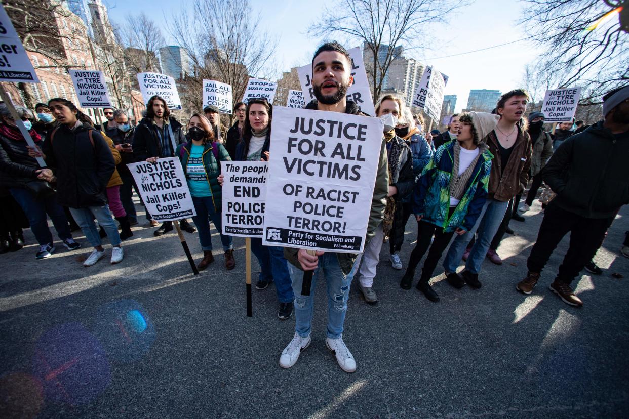 A recent rally in Boston against the police-involved killing of Tyre Nichols