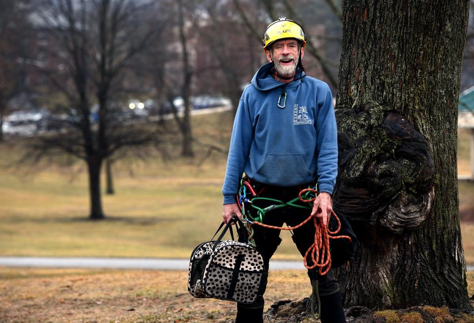 Andrew Joslin of Carlisle rescues cats from trees.
