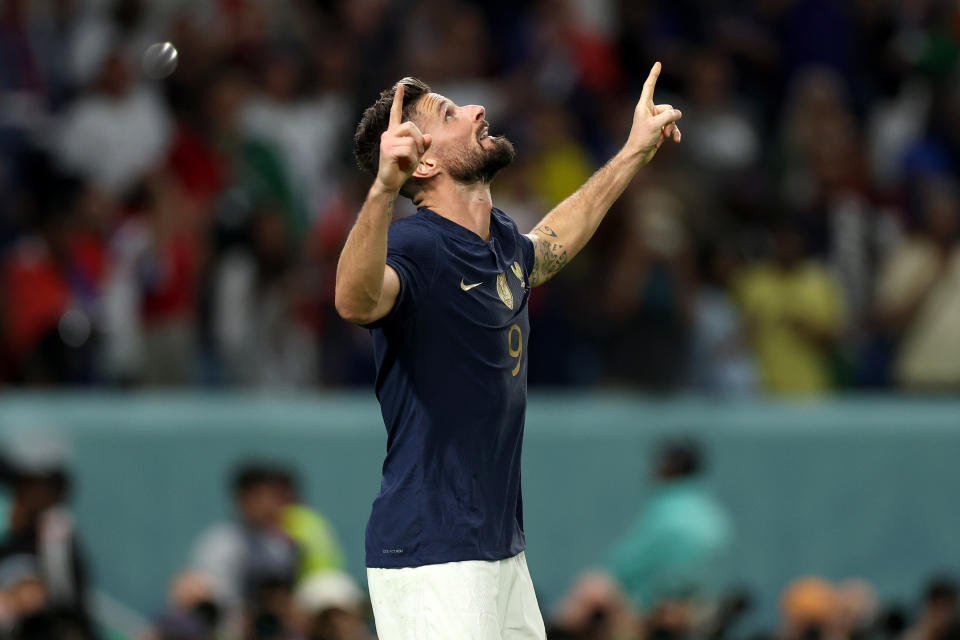 Olivier Giroud梅開二度率領法國在衛冕之路旗開得勝。(Photo by Patrick Smith - FIFA/FIFA via Getty Images)