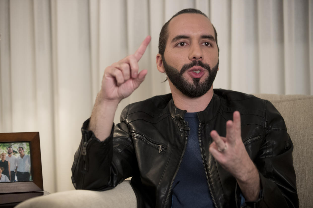 Nayib Bukele being interviewed in San Salvador, El Salvador, in 2019.