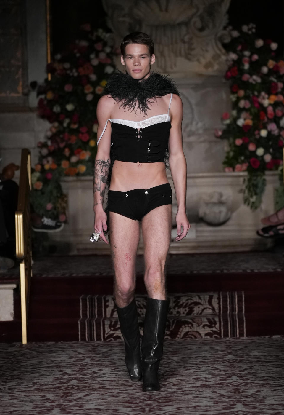 NEW YORK, NEW YORK - SEPTEMBER 09: A model walks the runway at the Palomo Spain show during New York Fashion Week at the Plaza Hotel on September 9, 2023 in New York City. (Photo by John Nacion/Getty Images)