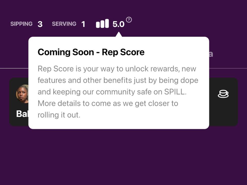 Rep Score coming soon message from Spill