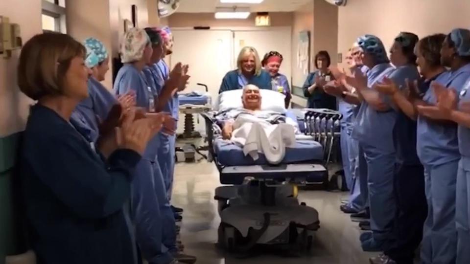 Emergency surgery didn't stop this team of doctors and nurses from giving a newly-graduated marine the ceremony he deserved.