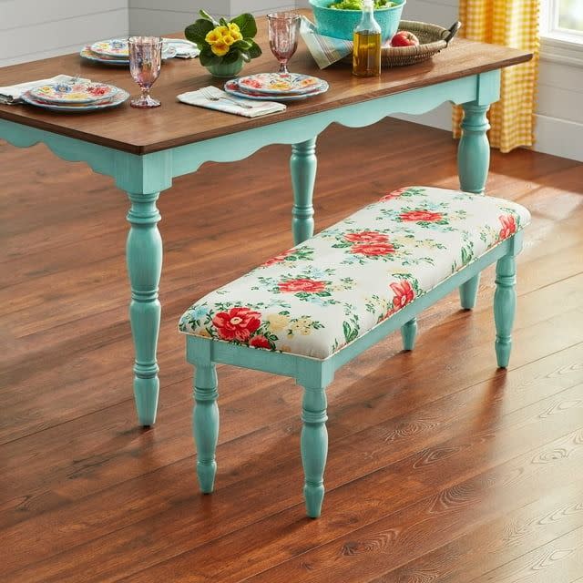 <p><a href="https://go.redirectingat.com?id=74968X1596630&url=https%3A%2F%2Fwww.walmart.com%2Fip%2FThe-Pioneer-Woman-Vintage-Floral-Dining-Bench-Made-With-Solid-Wood-Frame-Teal%2F2921669248%3Fathbdg%3DL1600&sref=https%3A%2F%2Fwww.goodhousekeeping.com%2Flife%2Fmoney%2Fg46296543%2Fbest-pioneer-woman-products-walmart-2023%2F" rel="nofollow noopener" target="_blank" data-ylk="slk:Shop Now;elm:context_link;itc:0;sec:content-canvas" class="link ">Shop Now</a></p><p>The Pioneer Woman Vintage Floral Dining Bench</p><p>$98.00</p><span class="copyright">Walmart</span>