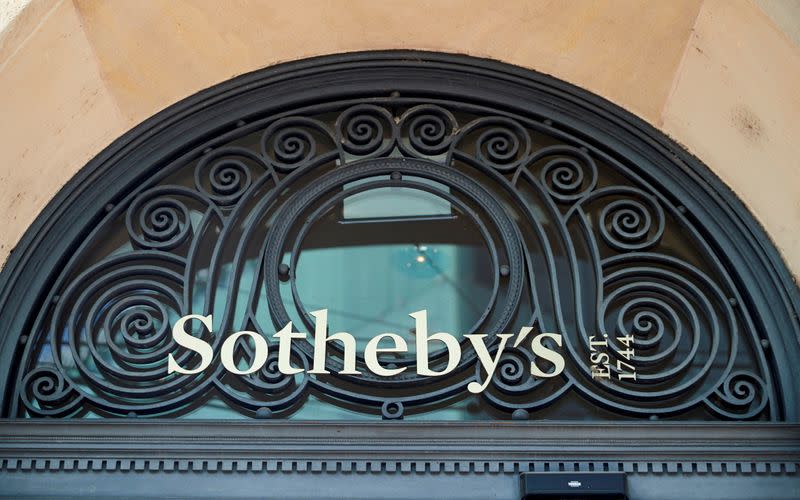 FILE PHOTO: A logo is pictured on Sotheby's in Geneva