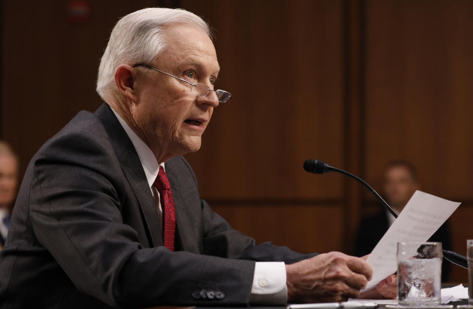 WASHINGTON ― Attorney General Jeff Sessions told a Senate panel Tuesday that he did not remain silent when FBI Director James Comey expressed his discomfort about being left alone with President Donald Trump while overseeing an investigation into ties between the Russian government and Trump’s campaign associates.